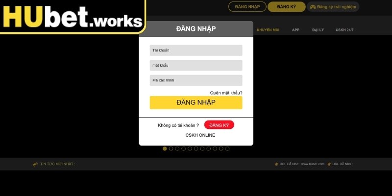 Phương thức đăng nhập Hubet